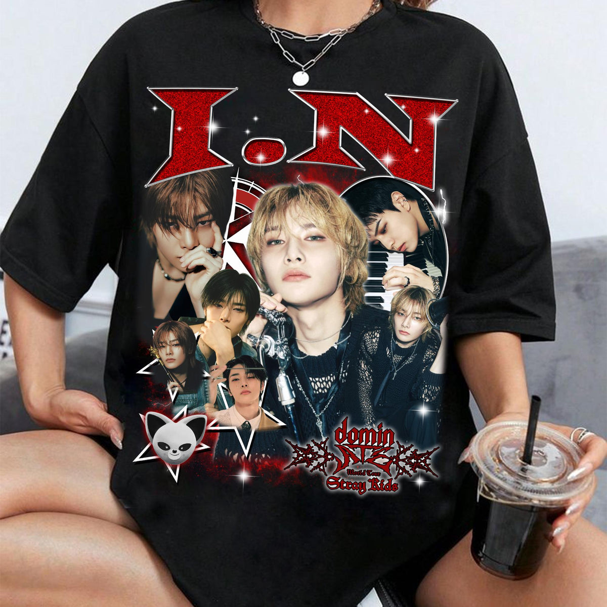 Retro IN Stray Kids T shirt Stray Kids dominATE SKZOO World Tour US 2025 Shirt Evil Skzoo Shirt Stray Kids Ate Album Shirt Sweater Graphic Tee – Cozy Vibes · Trending Graphic Apparel