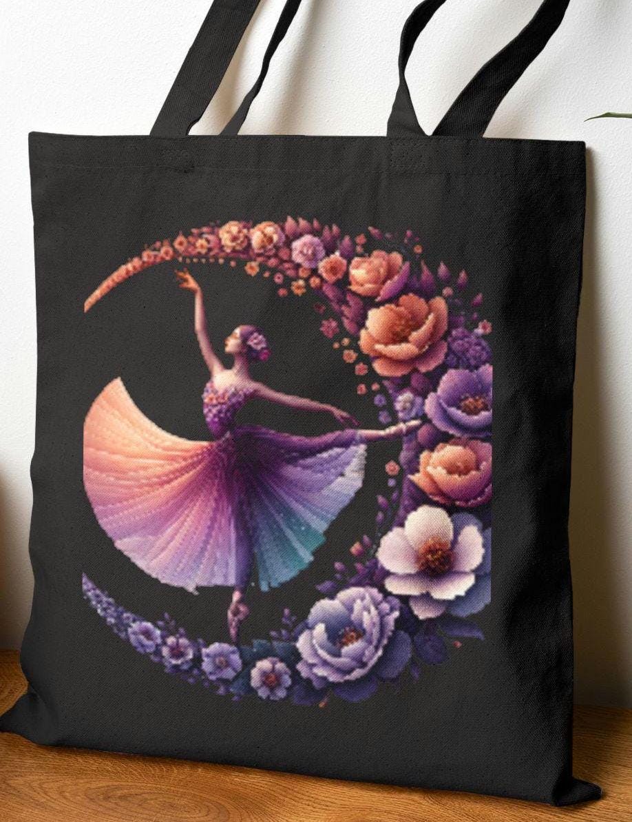 Wildflower Floral Dance Cotton Canvas Tote Bag Eco Friendly Shopper Gift for Dancers Art Lovers Birthday Everyday Use Tote Bag – Easygoing Wear · Perfect For Daily Wear