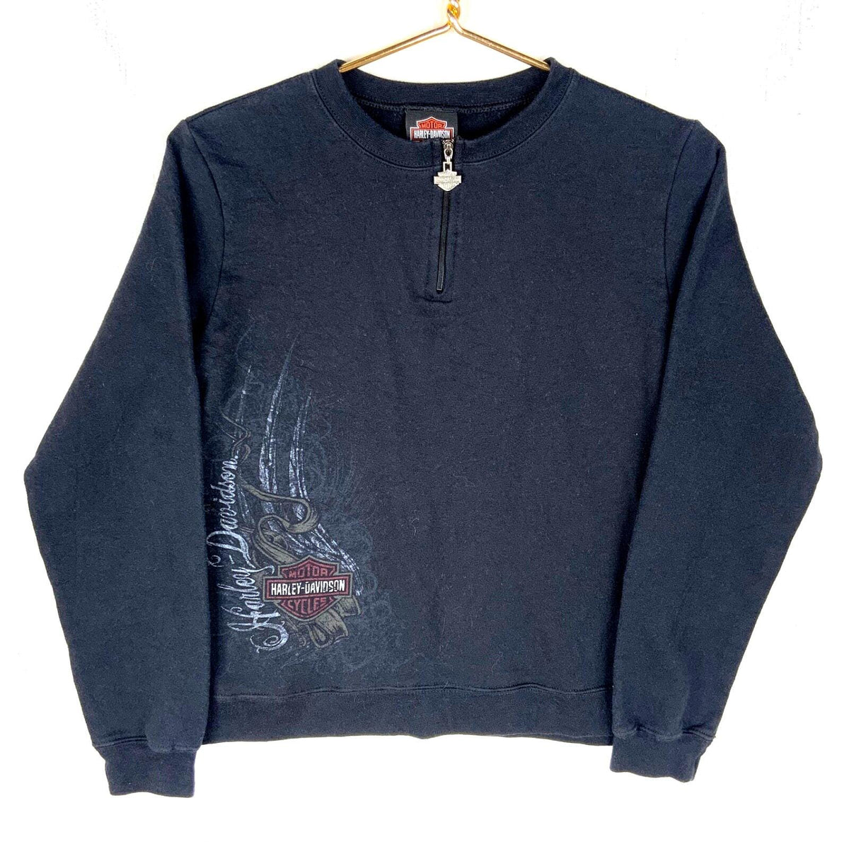 Vintage Harley Davidson Women39s Sweatshirt Small Black 14 Zip Y2k Sweatshirt – Warm & Stylish · High-Quality Print