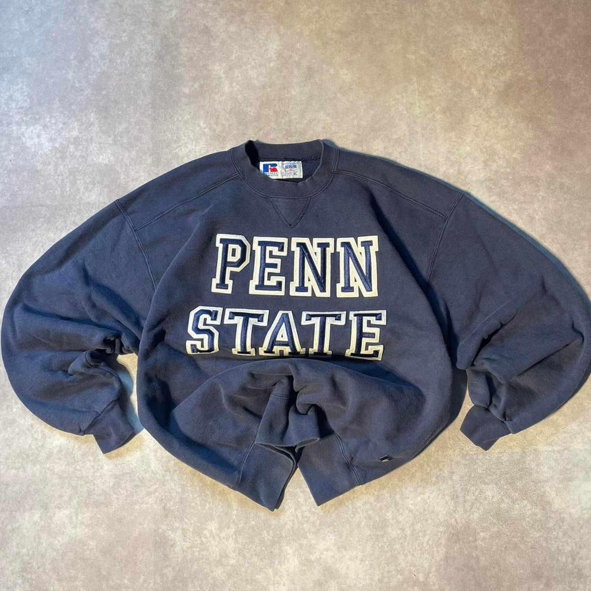 Vintage Russell Athletics Penn State University Embroidered Spellout Crewneck Sweater Graphic Tee – Bold Style · Great Gift For Fans