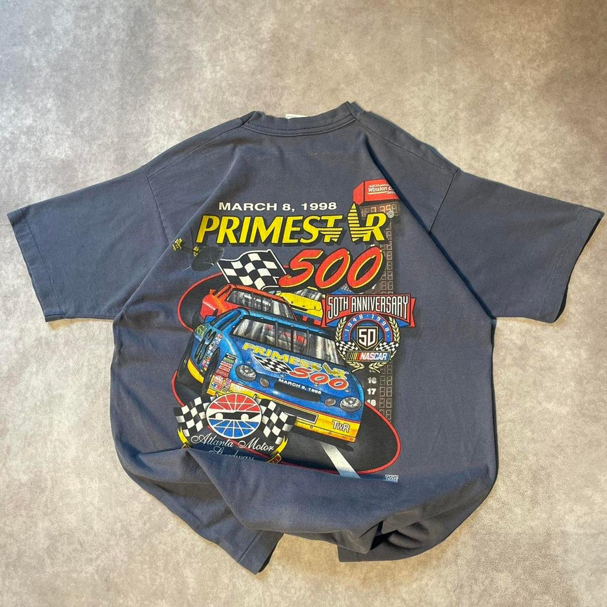 Vintage 90s Primest Jr NASCAR Car Racing Tee Shirt Summer Essential Graphic Tee – Warm & Stylish · High-Quality Print