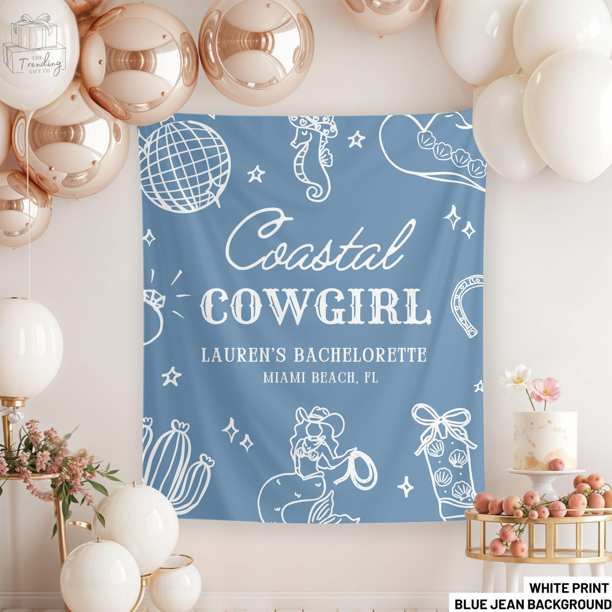 Coastal Cowgirls Bachelorette Tappestry Country Bach Banner Western Bridal Shower Welcome Sign Disco Cowgirl Girls Beach Trip Decor Graphic Tee – Bold Style · Great Gift For Fans