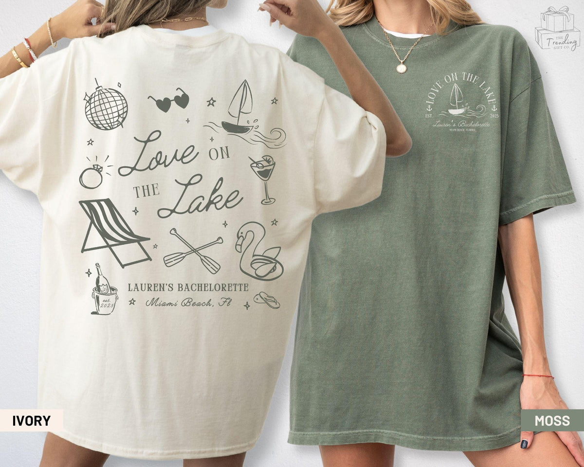 Custom Love On The Lake Bachelorette Shirt Comfort Colors Personalized Lake Bach Party T Shirt Lake Bride Mountain Camping Bach Tee Graphic Tee – Feel-Good Design · Must-Have Style