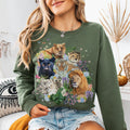 Colorful Big Cat Animal Lover Sweatshirt Wild Nineties Throwback Collage Art Shirt Trip to Zoo Lion Tiger Liger Shirt with Snow Leopard Sweatshirt – Warm & Stylish · Trending Graphic Apparel