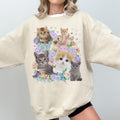 Cat Lover Sweatshirt with Hydrangea Flowers and Butterflies Funny Nineties Throwback Crewneck Cat Mom or Cat Dad Silly Animal Lover Shirt Sweatshirt – Everyday Comfort · Perfect For Daily Wear