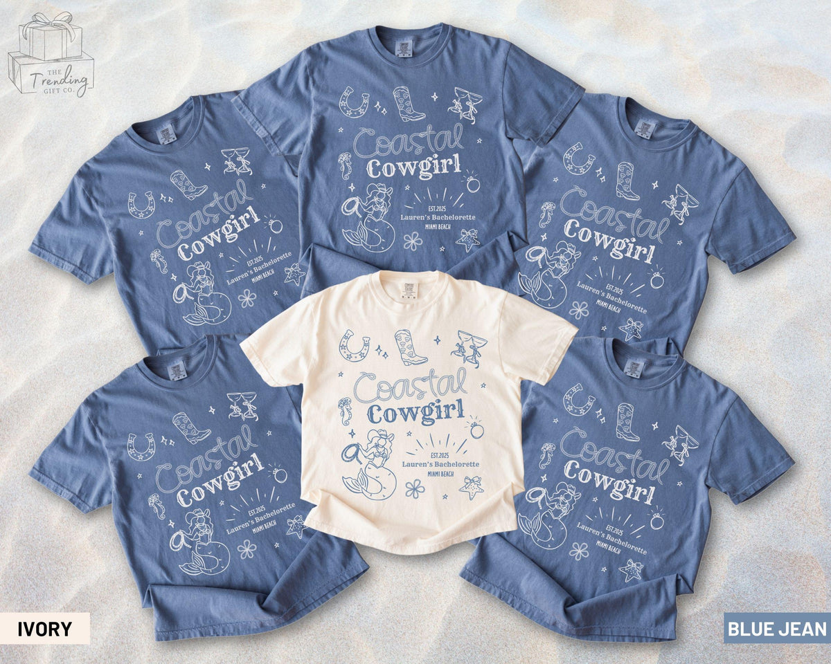 Personalized Coastal Cowgirl Bachelorette Party Shirt Western Bach Charleston TShirt Luxury Beach Girls Trip Tee Custom Bridesmaid Gifts Graphic Tee – Everyday Comfort · Trending Graphic Apparel