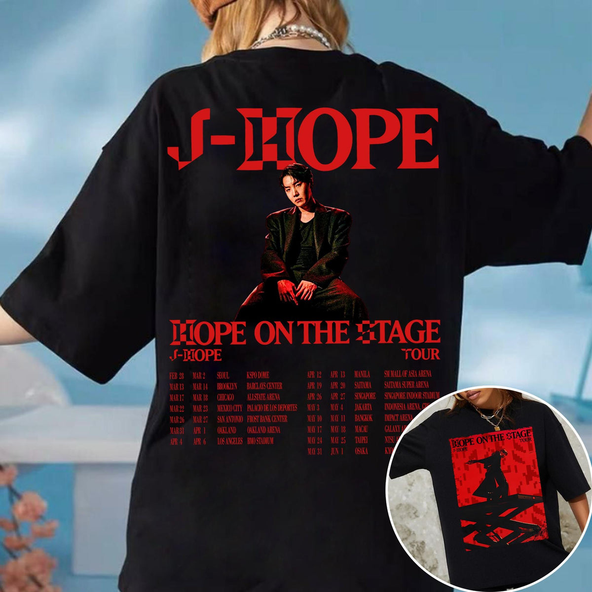 J Hope Hope On The Stage Tour T shirt Hope On The Street Shirt J Hope World Tour Shirt BTS Hobi Shirt J Hope Shirt BTS Army Gift Tee Graphic Tee – Fan Favorite · Must-Have Style