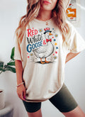 Red White and Goose Shirt Funny USA Tee Patriotic Goose Shirt Independence Day Outfit Fourth of July T Shirt Graphic Tee – Warm & Stylish · Great Gift For Fans