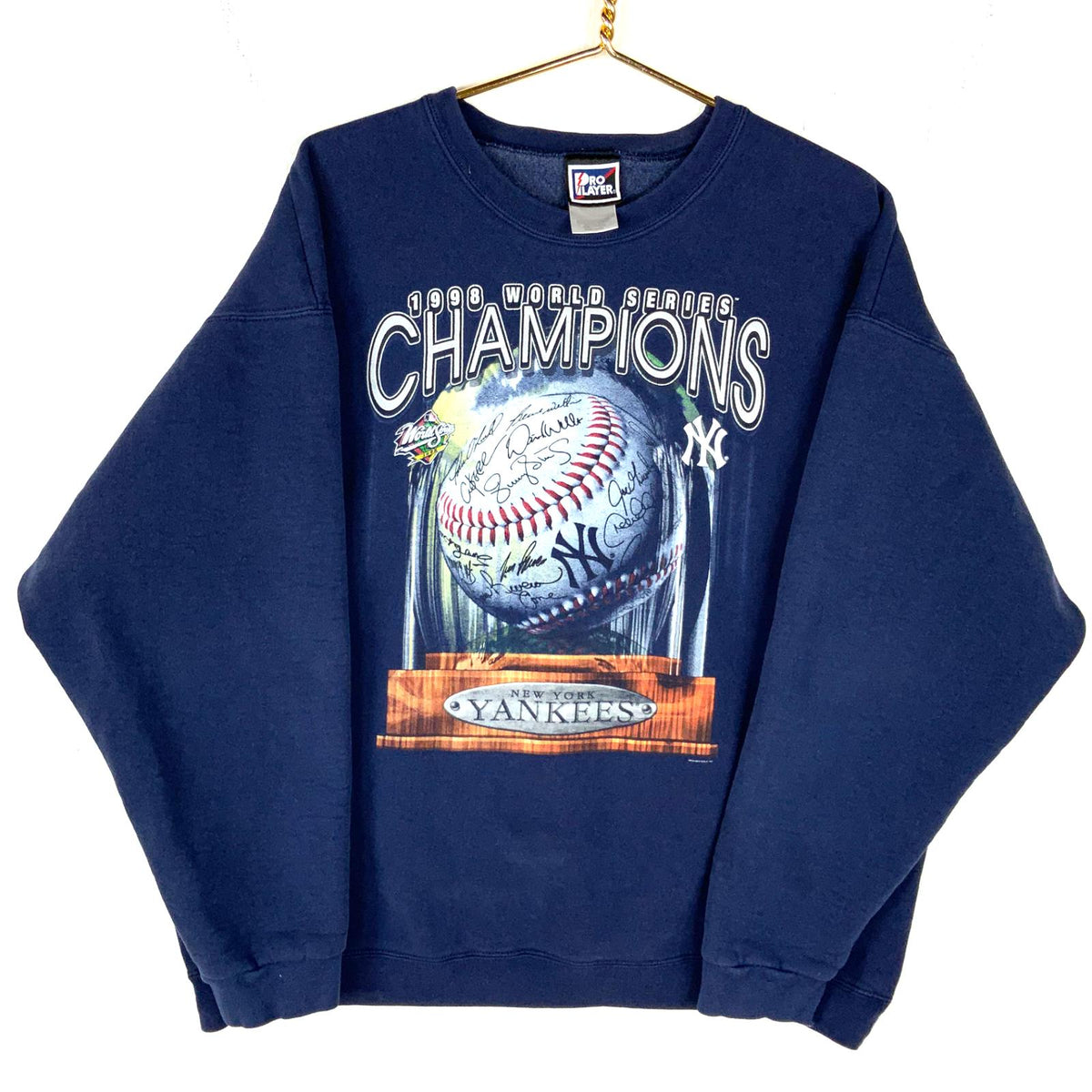 Vintage New York Yankees Pro Player Sweatshirt 2XL Blue 1998 Mlb Champs 90s Sweatshirt – Cozy Vibes · High-Quality Print