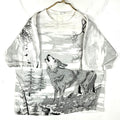 Vintage Howling Wolf TShirt XL White All Over Print 1992 Forest Wildlife 1990s Graphic Tee – Feel-Good Design · Must-Have Style