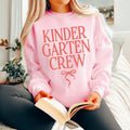 Kindergarten Crew Matching Teacher Sweatshirt with Messy Coquette Bow Colorful Kindergarten Teacher Shirt Back to School Meet the Teacher Sweatshirt – Cozy Vibes · Great Gift For Fans