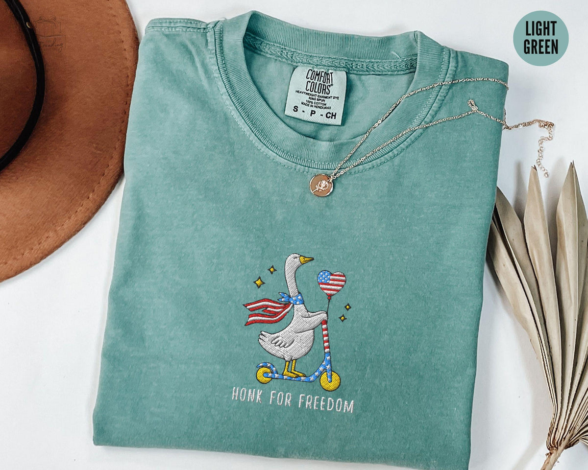 Embroidered Silly Goose Funny Fourth Of July Gift 4th Of July Goose Lover Tee Independence Day Comfort Colors American Shirt Patriotic Gift Graphic Tee – Easygoing Wear · Perfect For Daily Wear