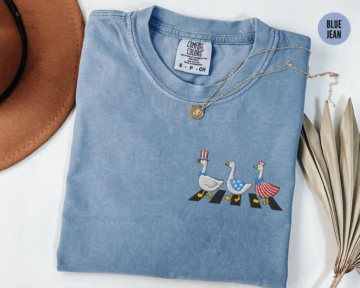Embroidered Silly Goose Funny 4th of July Shirt Fourth Of July Gift Goose Lover Tee Independence Day Comfort Colors Patriotic American Shirt Graphic Tee – Soft Feel · Perfect For Daily Wear