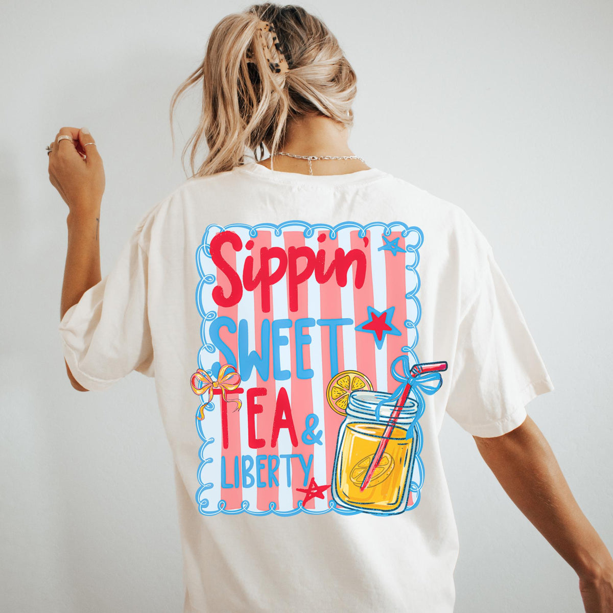 Sipping on Sweet Tea Liberty Summer Shirt Summer Summer Tee Shirt Summer Vibes Trendy Tee Funny July 4th Graphic Tee – Soft Feel · Great Gift For Fans