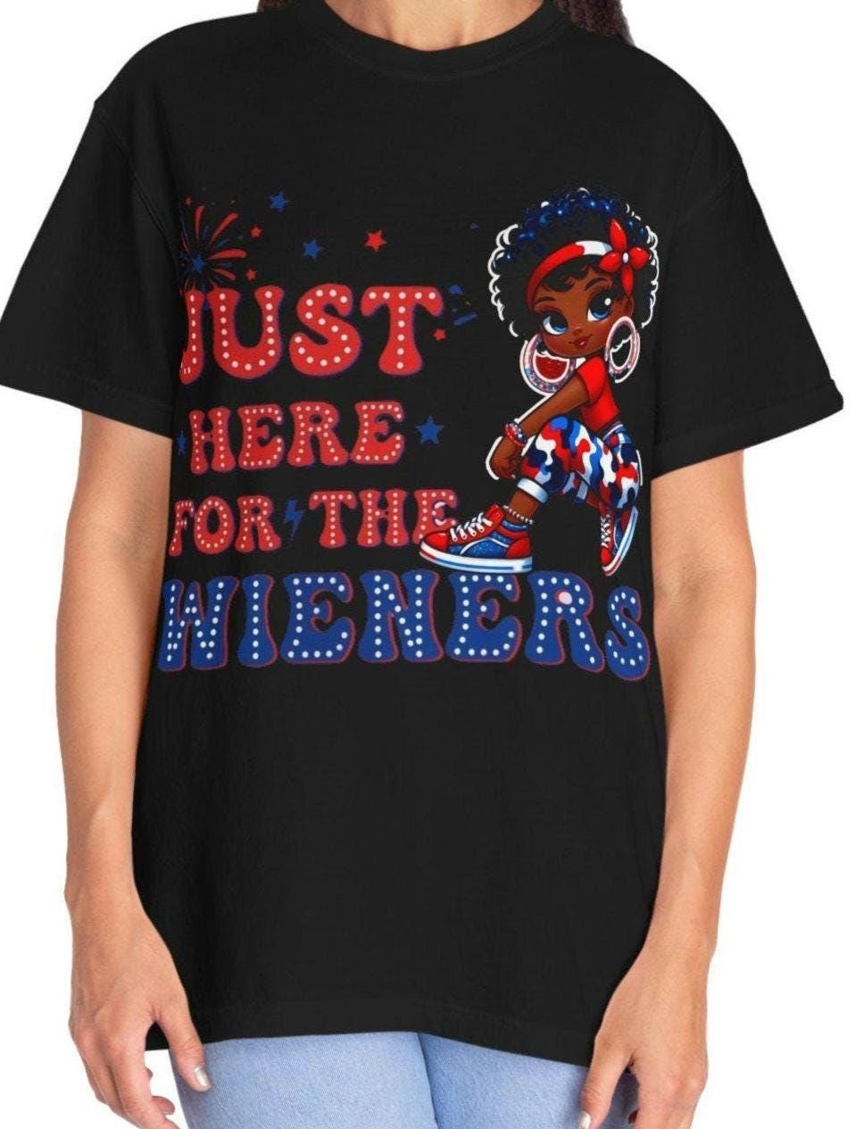 Just Here For The Wieners T Shirt for BBQs Just Here for the Wieners Tee Unisex Garment Dyed Apparel Summer BBQ Celebration 4th of July Graphic Tee – Cozy Vibes · Top Pick For Any Outfit