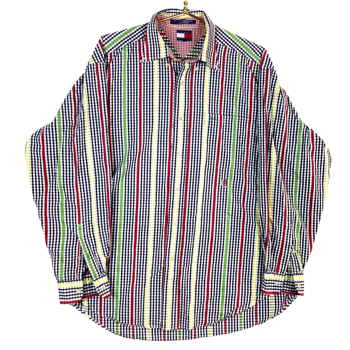 Vintage Tommy Hilfiger Check Shirt Size Large Multicolor Long Sleeve Button Up Graphic Tee – Fan Favorite · Great Gift For Fans