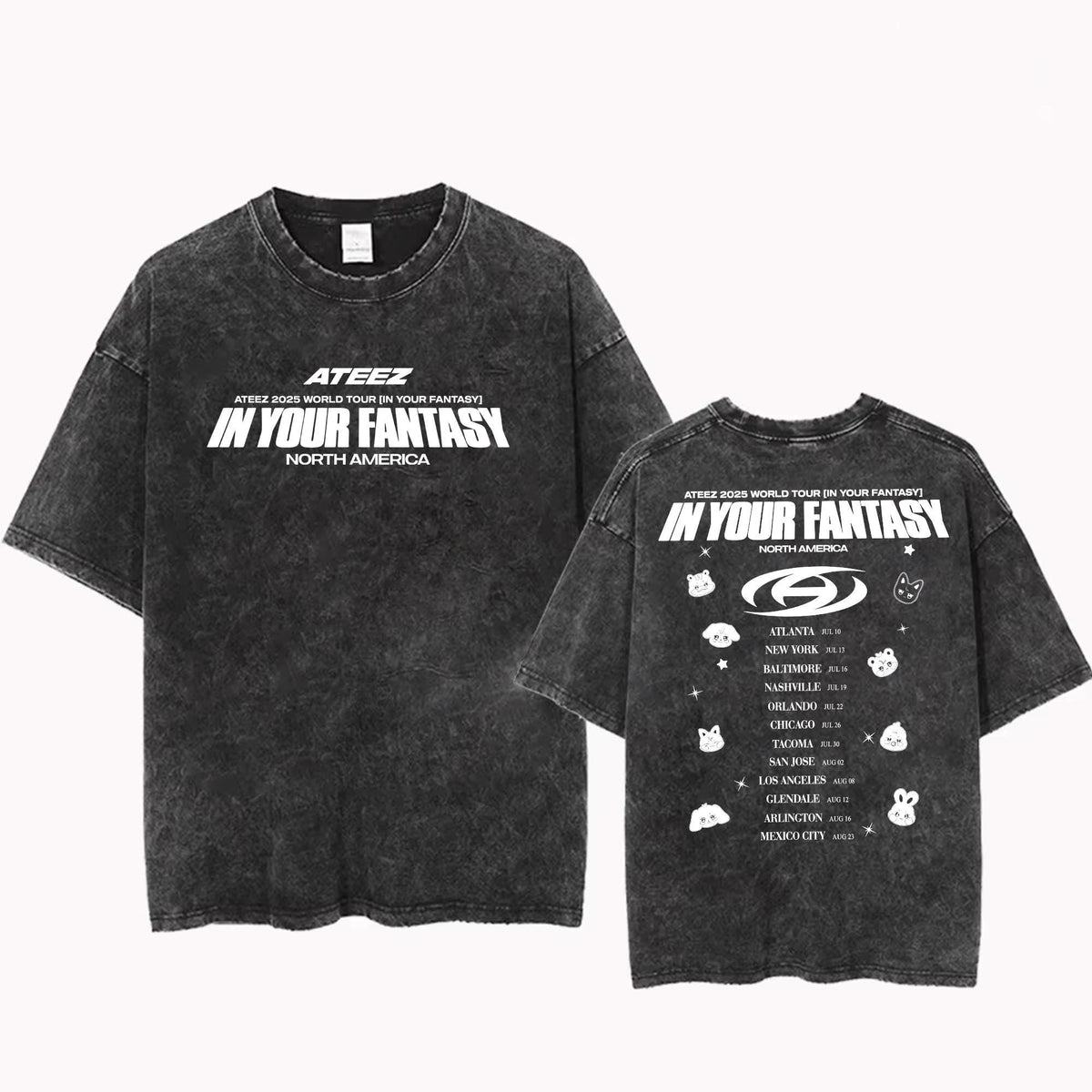 Ateez 2025 World Tour In Your Fantasy Mineral Wash Tee Ateez Golden Hour Part 3 Shirt Ateez World Tour 2025 Shirt Ateez Aniteez Members Graphic Tee – Bold Style · Trending Graphic Apparel