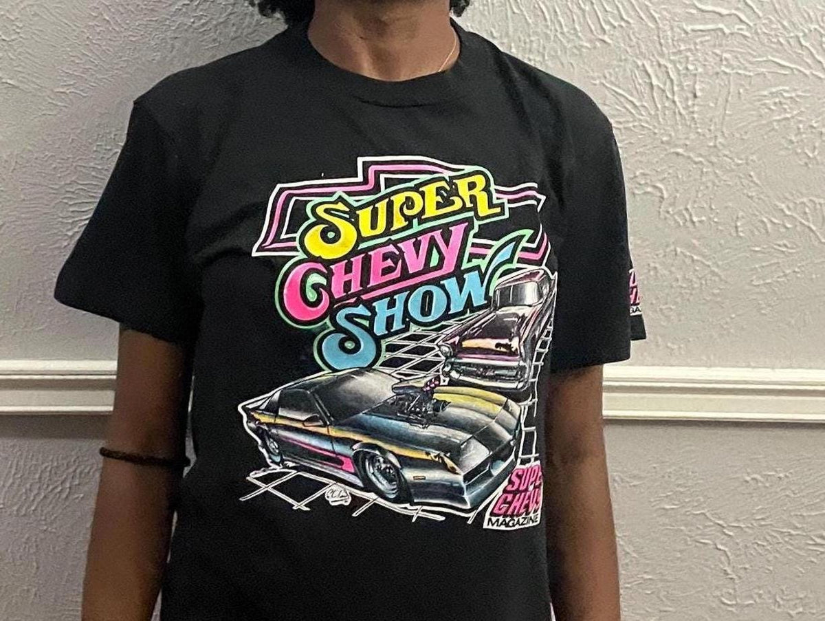 Vintage 80s Super Chevy Show Car Camaro Bel Air black Tshirt size M Graphic Tee – Easygoing Wear · Must-Have Style