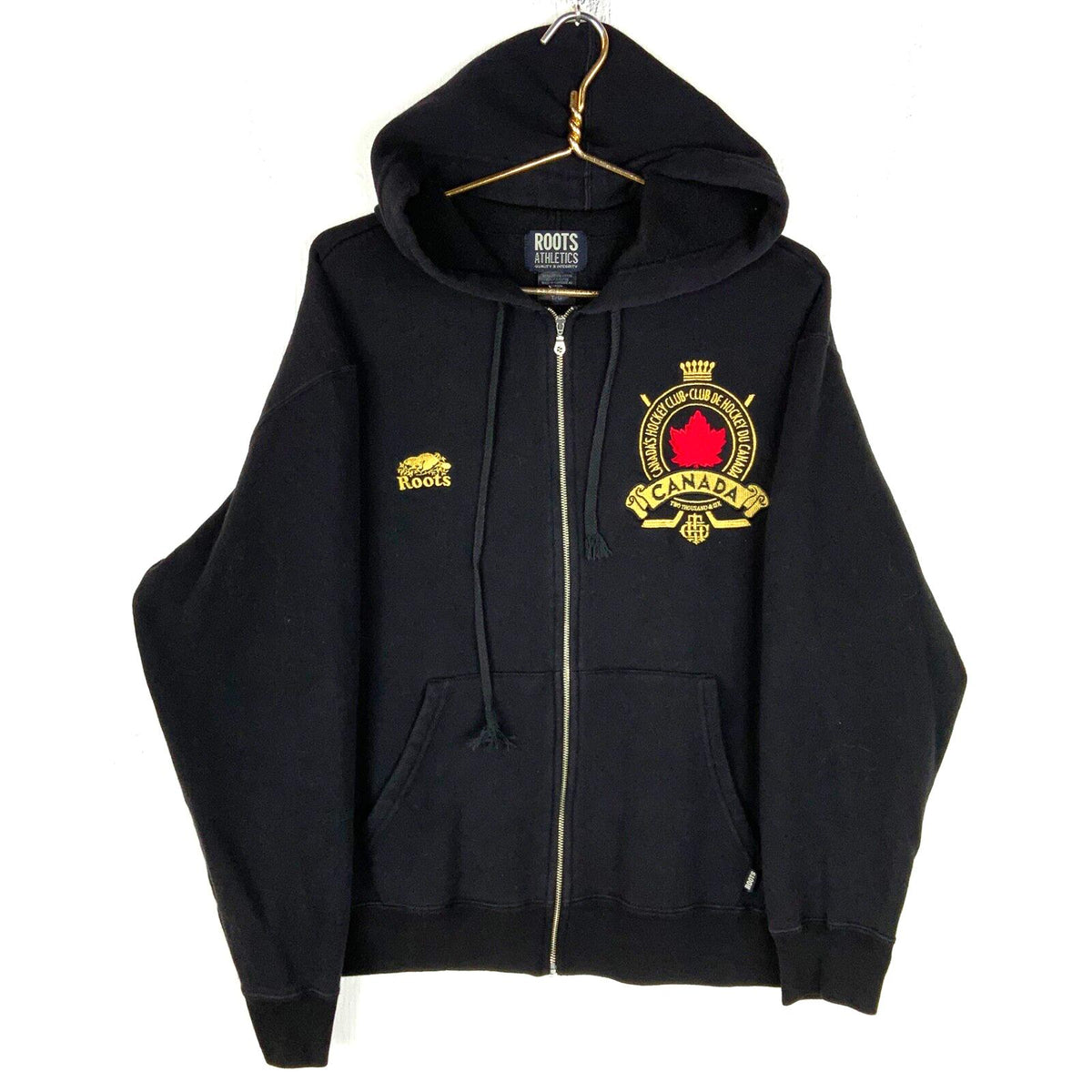 Vintage Roots Sweatshirt Hoodie Large Black Full Zip Canadas Hockey Club Y2K Hoodie – Fan Favorite · High-Quality Print
