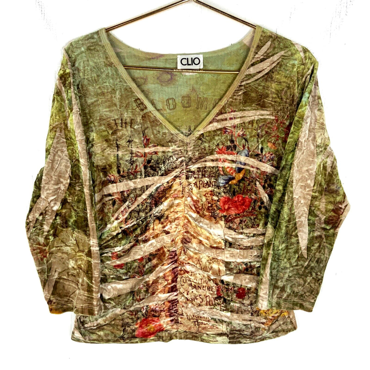Vintage Clio Long Sleeve TShirt Large Green VNeck Made In Usa Velour Y2K Graphic Tee – Fan Favorite · Top Pick For Any Outfit