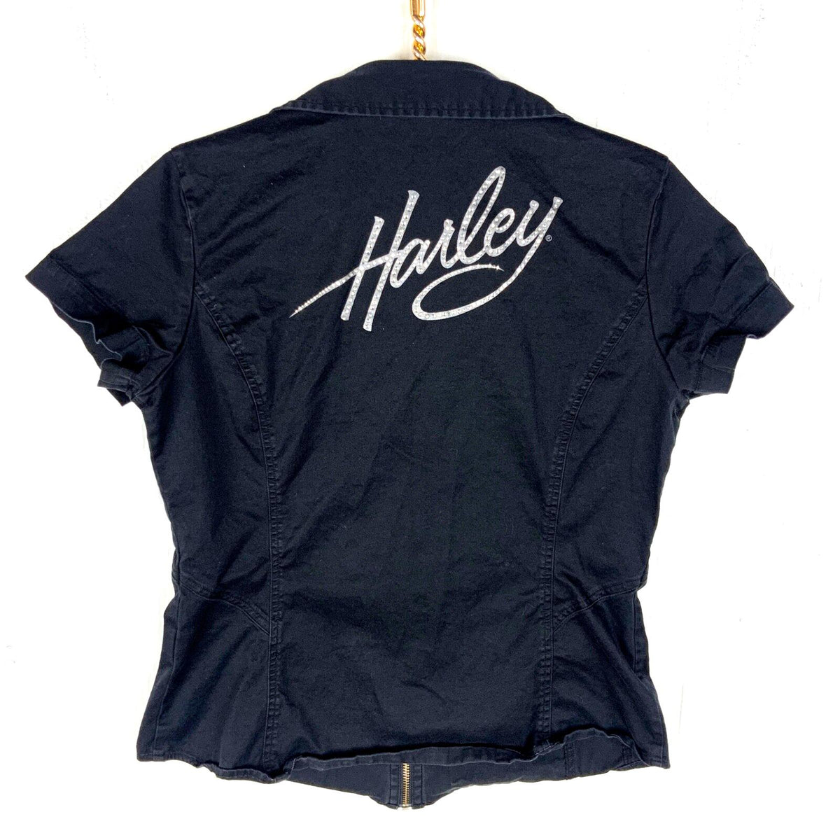 Harley Davidson Short Sleeve Shirt Large Black Full Zip Bedazzled Graphic Tee – Bold Style · Perfect For Daily Wear