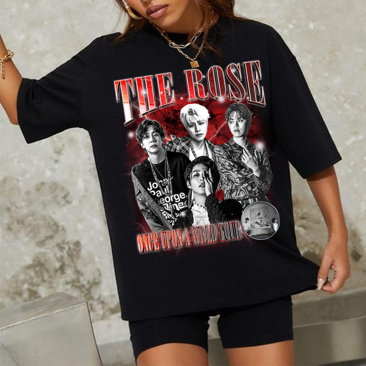 Retro The Rose Kpop T shirt The Rose Once Upon AWRLD World Tour 2025 Shirt The Rose WRLD Road Map Shirt The Rose Woosung Dojoon Hajoon Graphic Tee – Aesthetic Look · Perfect For Daily Wear