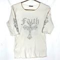 Vintage Y2k Womens Cross TShirt Medium White Angel Bedazzled Graphic Tee – Premium Graphic · High-Quality Print