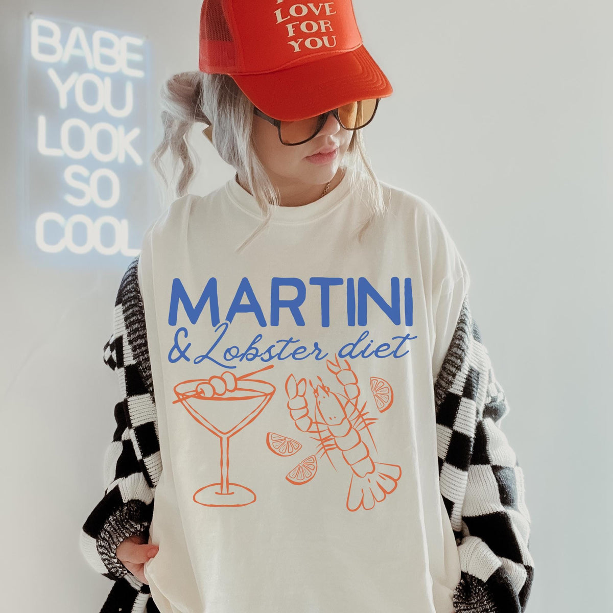 Martini and Lobster Shirt Fisherman Aesthetic Tee Coastal Shirt Beach Shirt Gift for Travel Lover Graphic Tee – Warm & Stylish · High-Quality Print