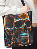 Skull Wildflower Tattoo Tote Bag Gothic Floral Shoulder Bag Alternative Carryall Boho Beach Tote Spooky Shopping Bag Halloween Purse Tote Bag – Aesthetic Look · Must-Have Style