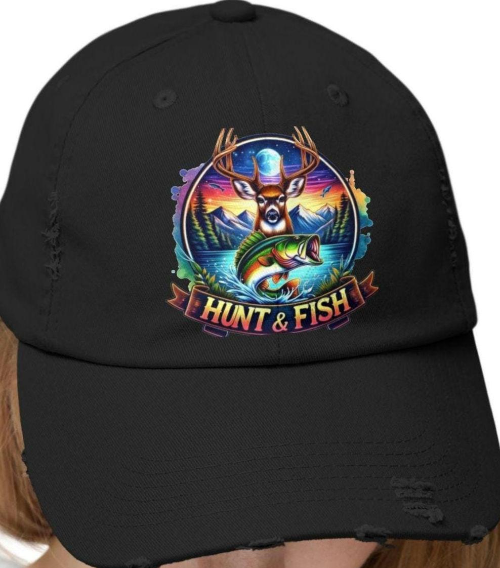 Fisherman Cap hunter hat Outdoor Adventures Hunt Fish Gift for Fisherman Camper Hat Vintage Style Unisex Headwear Fishing cap Graphic Tee – Bold Style · Trending Graphic Apparel