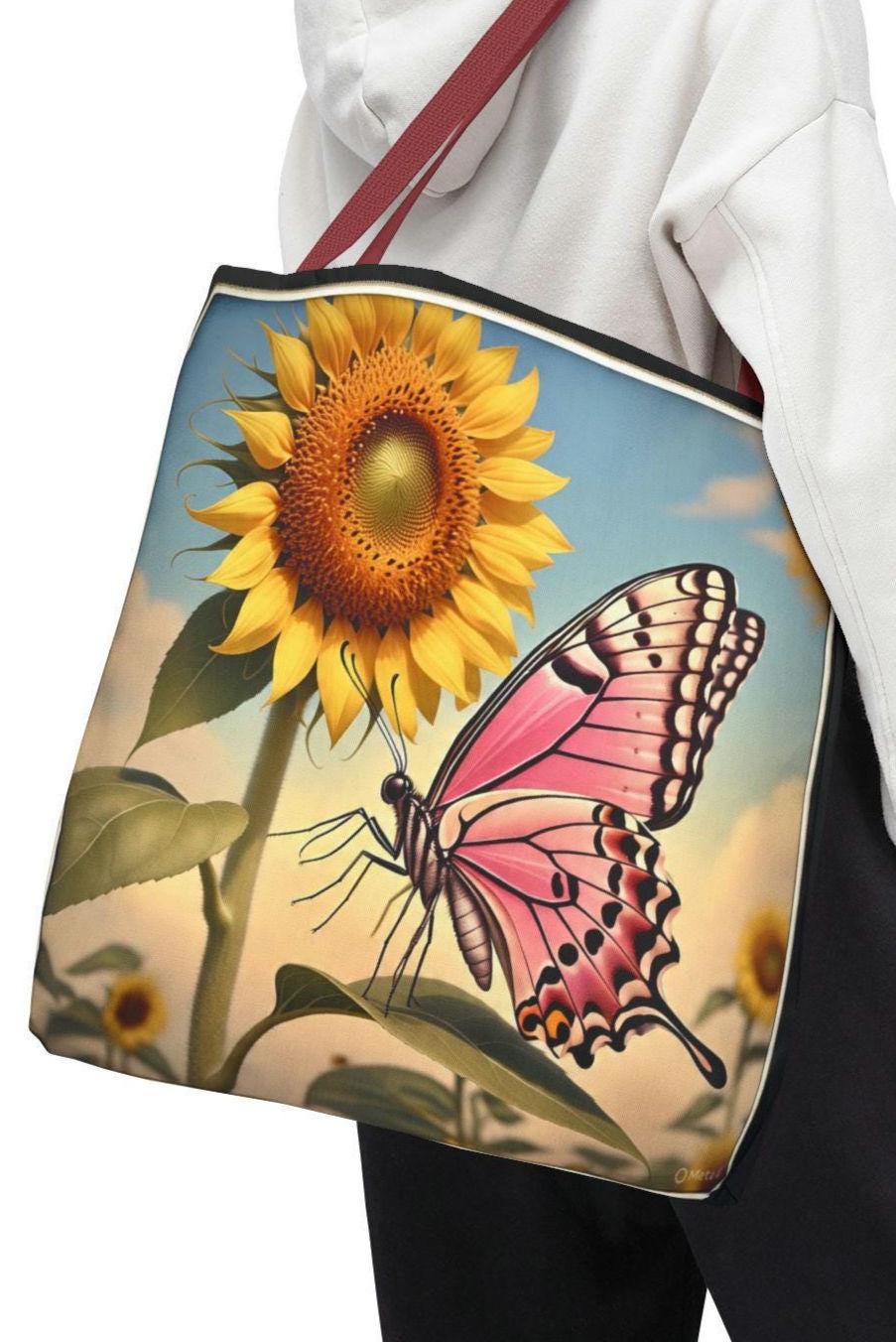 Butterfly Sunflower Tote Bag Ideal for Nature Lovers Spring Adventures Shopping Beach Days Gifts Tote Bag – Fan Favorite · Great Gift For Fans