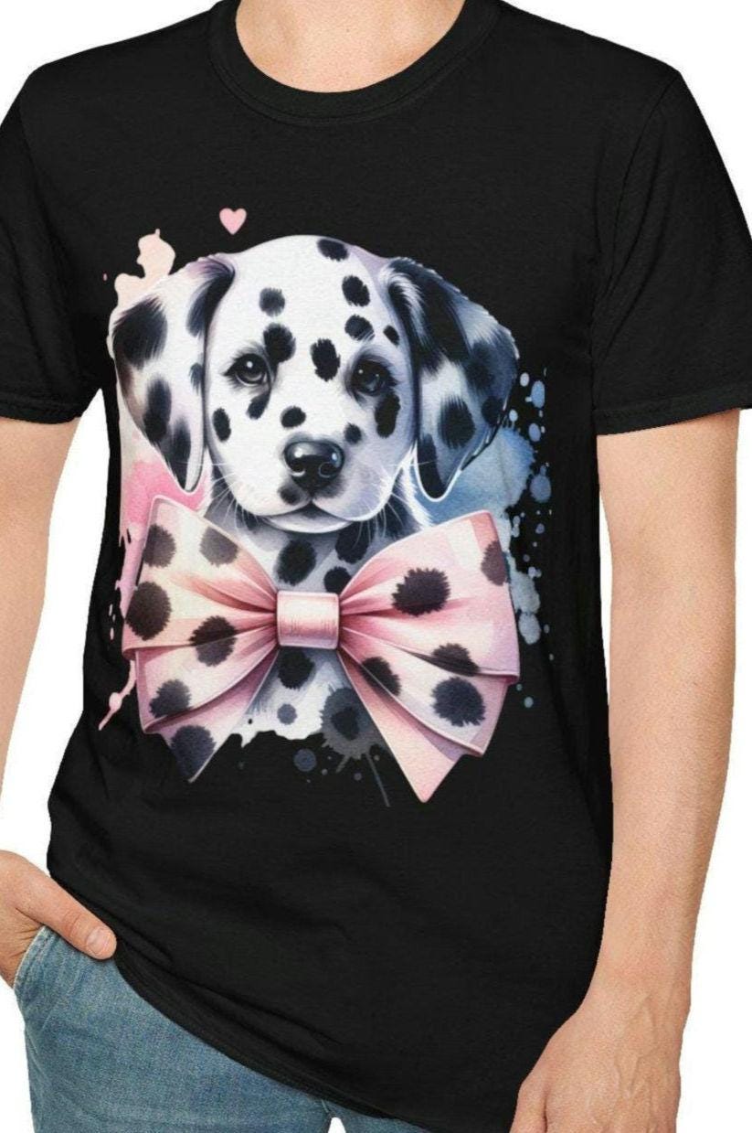 Dalmatian Bowtie T Shirt Cute Dog Shirt Pet Lover Gift Casual Wear Summer Tee Animal Lover Apparel Graphic Tee – Easygoing Wear · High-Quality Print