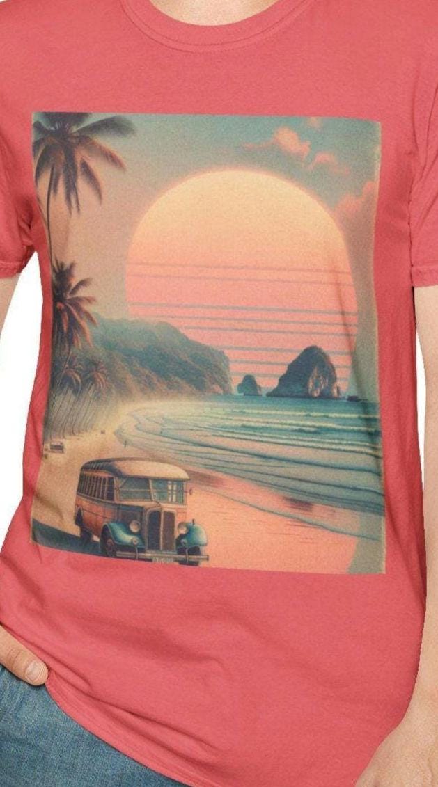 Retro Sunset Beach T Shirt Vintage Surf Tee Summer Apparel Unisex Casual Wear Gift for Beach Lovers Graphic Tee – Cozy Vibes · Trending Graphic Apparel