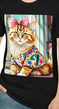 Cat Wildflower Coquette Bow Tie Unisex Softstyle T Shirt Cat Lover Tee Floral Animal Shirt Gift for Cat Mom Cute Kitty Top Graphic Tee – Everyday Comfort · Great Gift For Fans