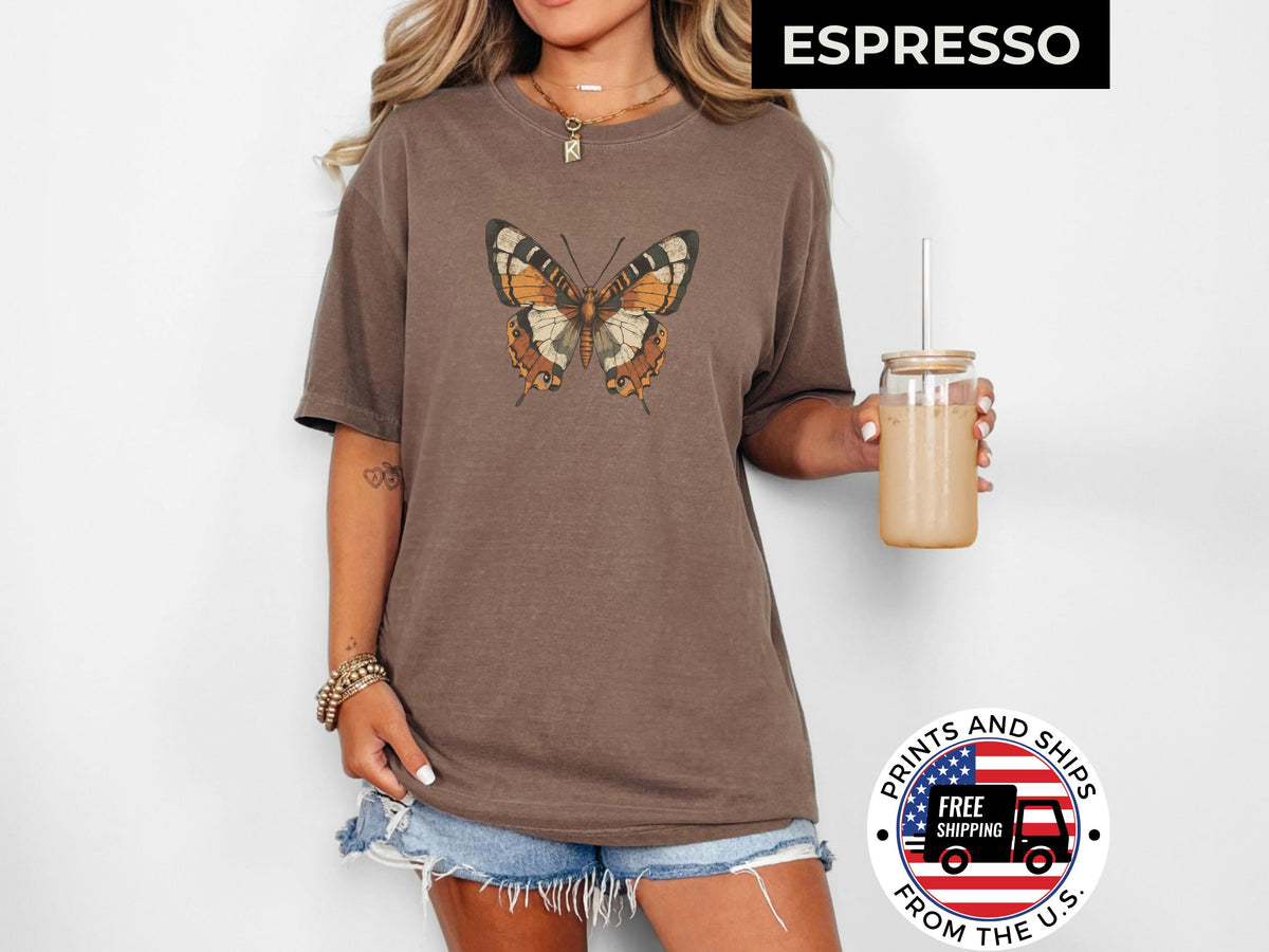 Vintage Butterfly T Shirt Retro Insect Graphic Tee Nature Lover Shirt Boho Neutral Aesthetic Moth Butterfly Illustration Top Graphic Tee – Feel-Good Design · Top Pick For Any Outfit