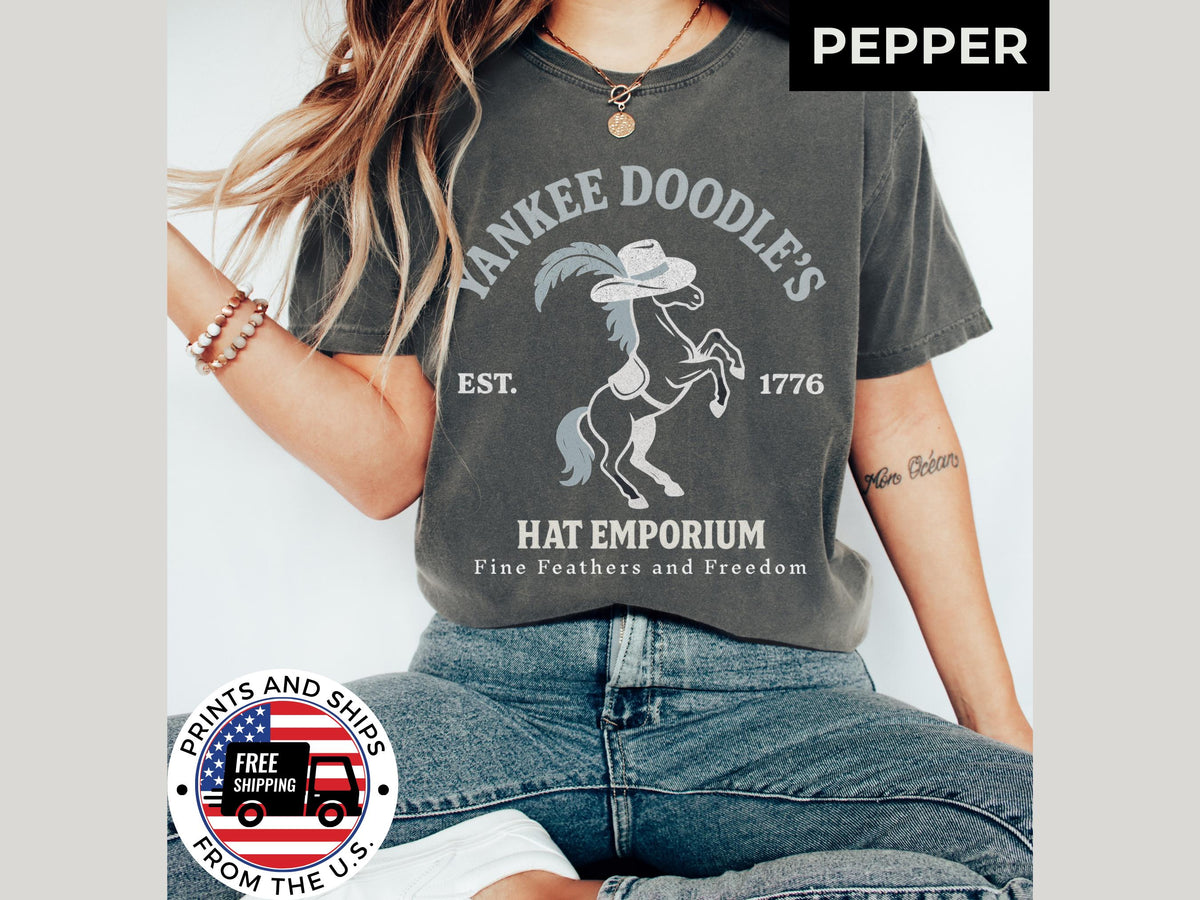 Yankee Doodle Hat Emporium T Shirt Funny 4th of July Shirt Retro Patriotic Horse Tee USA Graphic Top Freedom Parade Shirt Unisex Graphic Tee – Bold Style · Must-Have Style