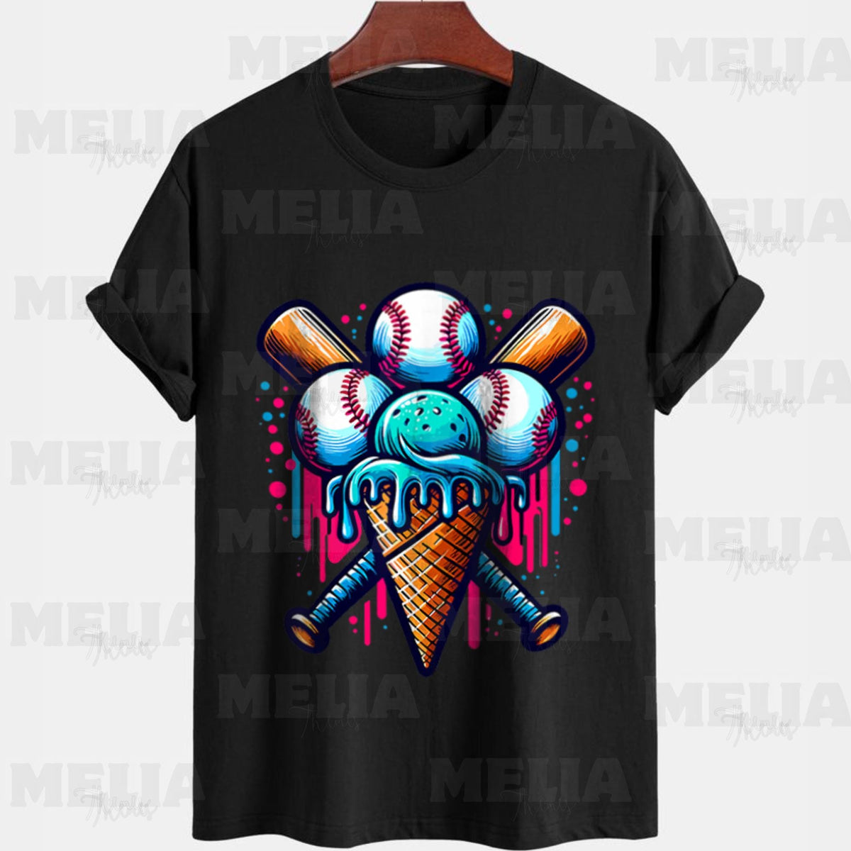 Baseball Ice Cream Cone PNG Design for T Shirt Sublimation Fun Sports Graphic Tee Digital Download PNG for Custom Apparel Gifts Graphic Tee – Aesthetic Look · Great Gift For Fans
