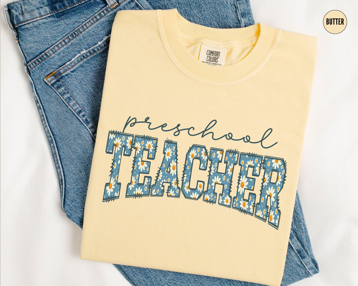 Floral Preschool Teacher Shirt Daisy Preschool Tshirt PreK Teacher Shirt Back To School Teacher Appreciation Gift Graphic Tee – Easygoing Wear · Must-Have Style