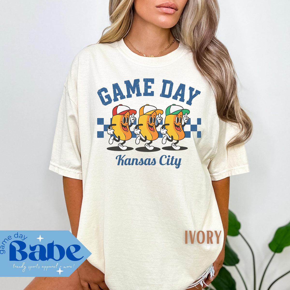 Adult Hot Dog Derby Tee Royals Baseball Kansas City Shirt Crown Town Game Day Outfit KC Royal Blue Gift Mustard Graphic Tee – Feel-Good Design · Great Gift For Fans