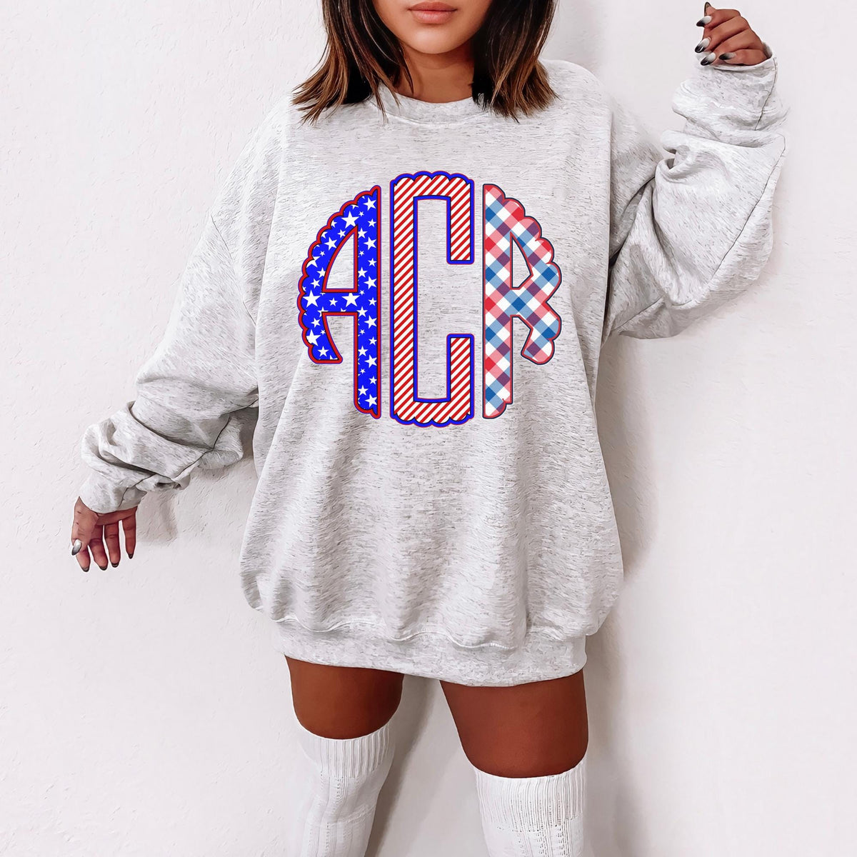 Personalized Fourth of July Shirt Monogrammed Shirt USA shirt Independence Day 4th of July Shirt July 4th Sweatshirt Sweatshirt – Premium Graphic · Great Gift For Fans