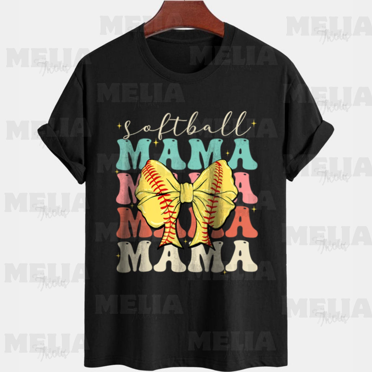 Softball Mama PNG Retro Groovy Design for T Shirts Drip Softball Mom Sublimation File with Checkered Bow Digital Download for Crafters Graphic Tee – Cozy Vibes · Trending Graphic Apparel