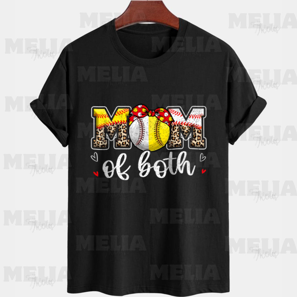 Mom of Both Baseball Softball PNG Design for T Shirts Leopard Game Day Sports Digital File for DIY Crafts and Apparel Gifts Graphic Tee – Soft Feel · Great Gift For Fans