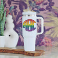 Custom Monogram 40 oz Tumbler PRIDE Tumbler Custom Cup Monogram Tumbler Monogrammed Tumbler Custom Name Tumbler Water Bottle Graphic Tee – Easygoing Wear · Perfect For Daily Wear