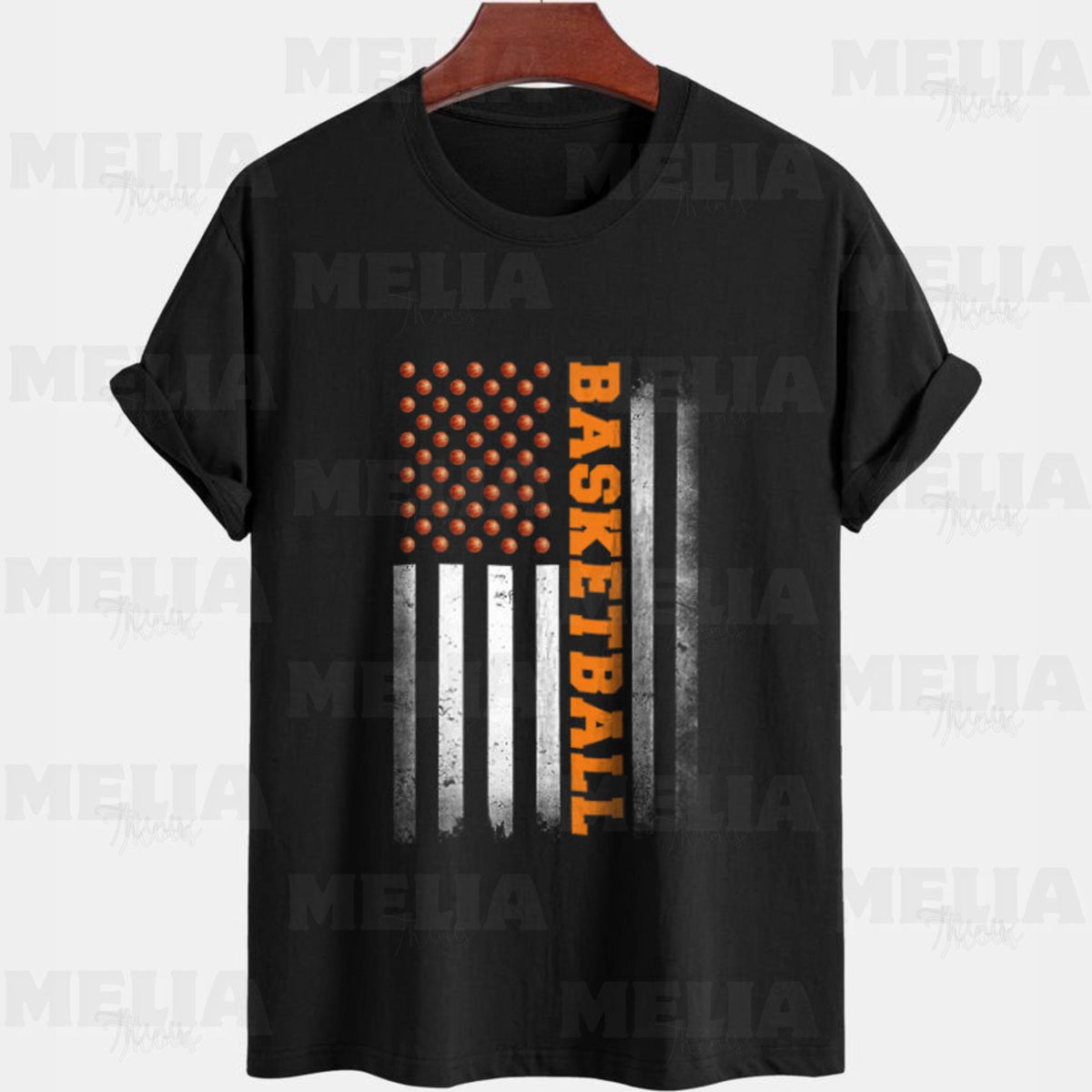 Basketball USA US Flag PNG design for T shirts and apparel patriotic sports digital artwork for men boys gamers and basketball Fans Graphic Tee – Everyday Comfort · High-Quality Print