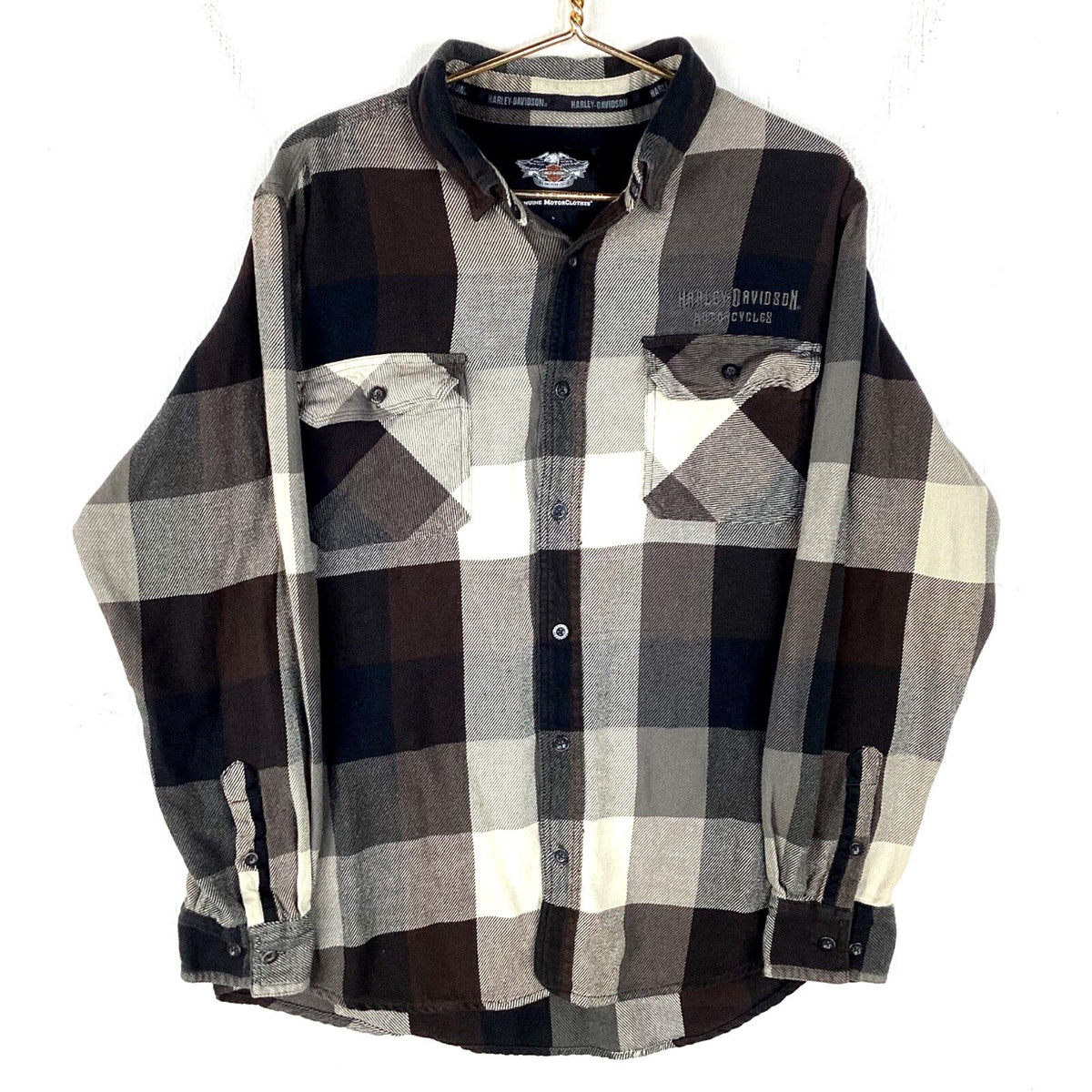 Harley Davidson Motorcycles Flannel Shirt Size Large Brown Plaid Long Sleeve Graphic Tee – Feel-Good Design · Great Gift For Fans