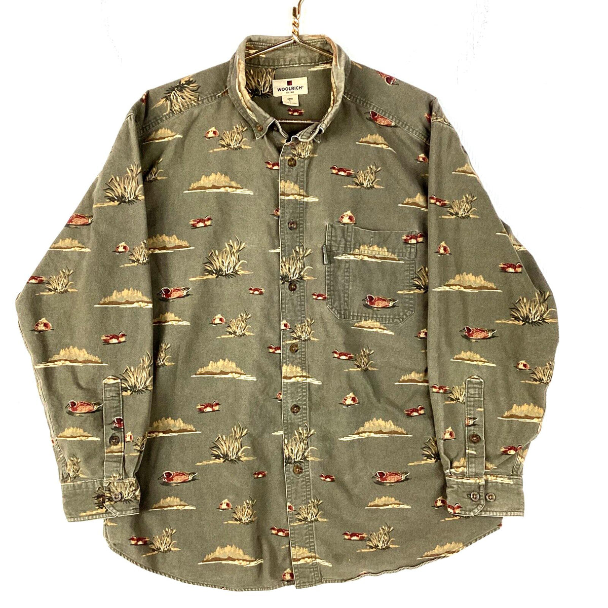 Woolrich Duck Flannel Shirt Size Large Green Button Up Long Sleeve Graphic Tee – Aesthetic Look · Great Gift For Fans