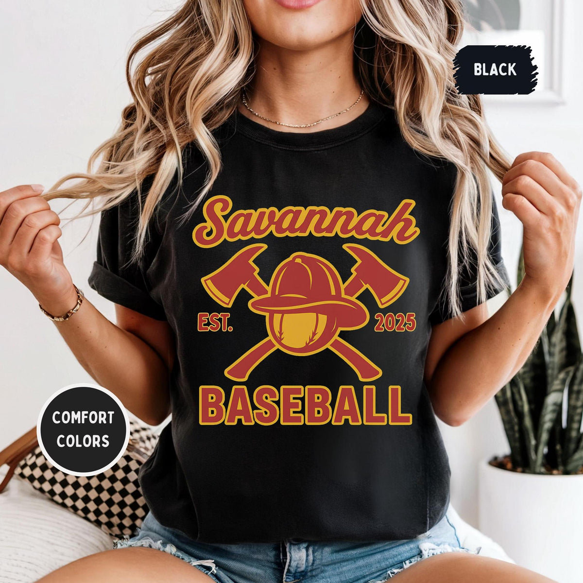 Savannah Baseball TShirt Firefighter Tee Comfort Colors Shirt Savannah Fire fighter Unisex GarmentDyed Top Retro Savannah Tshirt Graphic Tee – Warm & Stylish · High-Quality Print