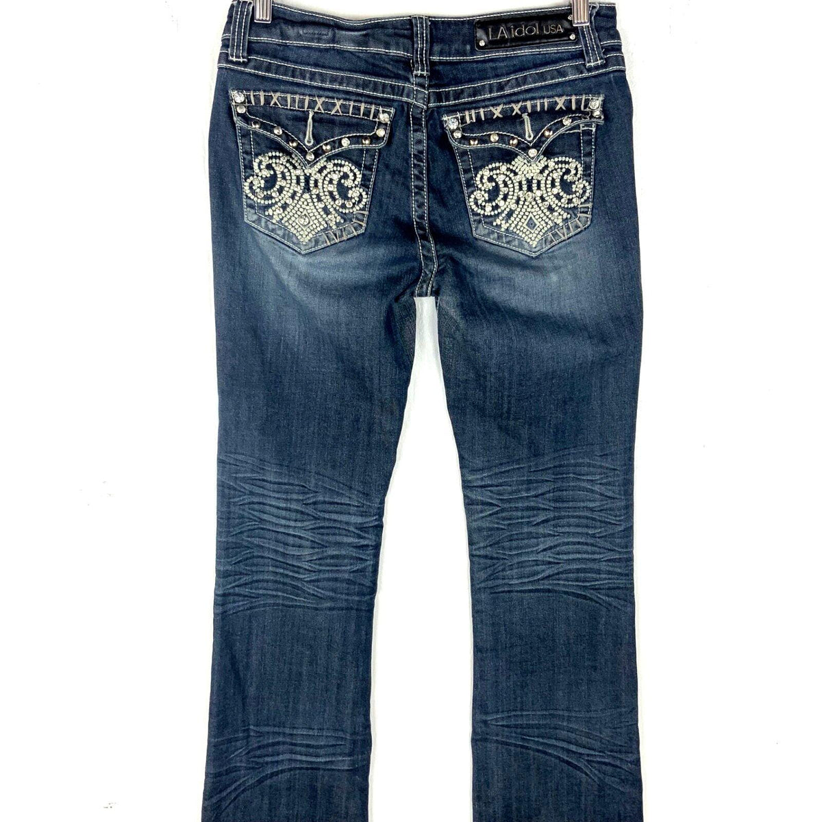 Vintage La Idol Bootcut Women39s Denim Jean 31x34 Blue Y2k Rhinestone Graphic Tee – Bold Style · Perfect For Daily Wear
