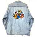 Vintage Disney Mickey Mouse Friends Denim Shirt Size XL Blue Long Sleeve Graphic Tee – Soft Feel · High-Quality Print