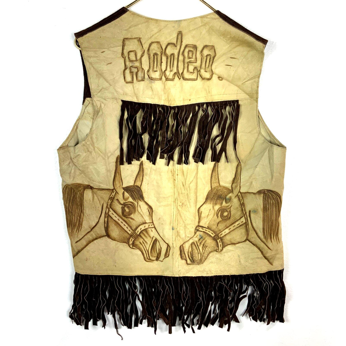 Vintage 1970s Western Leather Vest Medium Brown Snap Button Fringe Graphic Tee – Bold Style · Perfect For Daily Wear